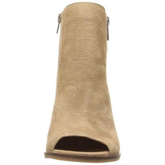 NEW Lucky Brand Women Lamija Sesame Nubuck Leather Open Toe Zip Ankle Shootie - Picture 3 of 4